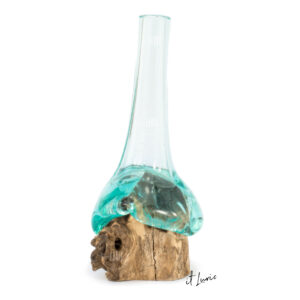 Vaso Decorativo de Vidro e Madeira Kio-C (1)