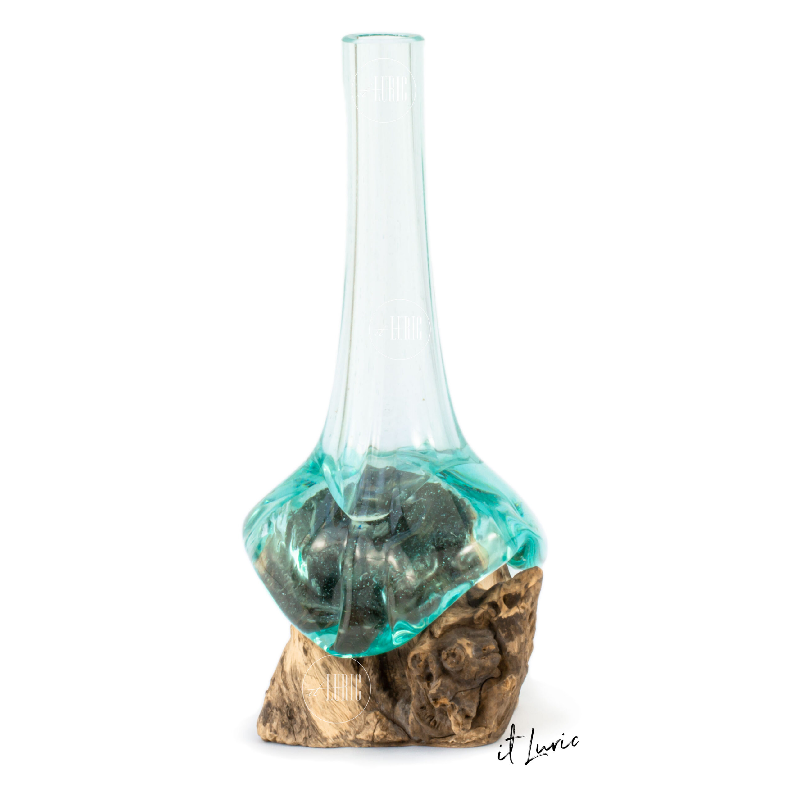 Vaso Decorativo de Vidro e Madeira Kio-C (2)