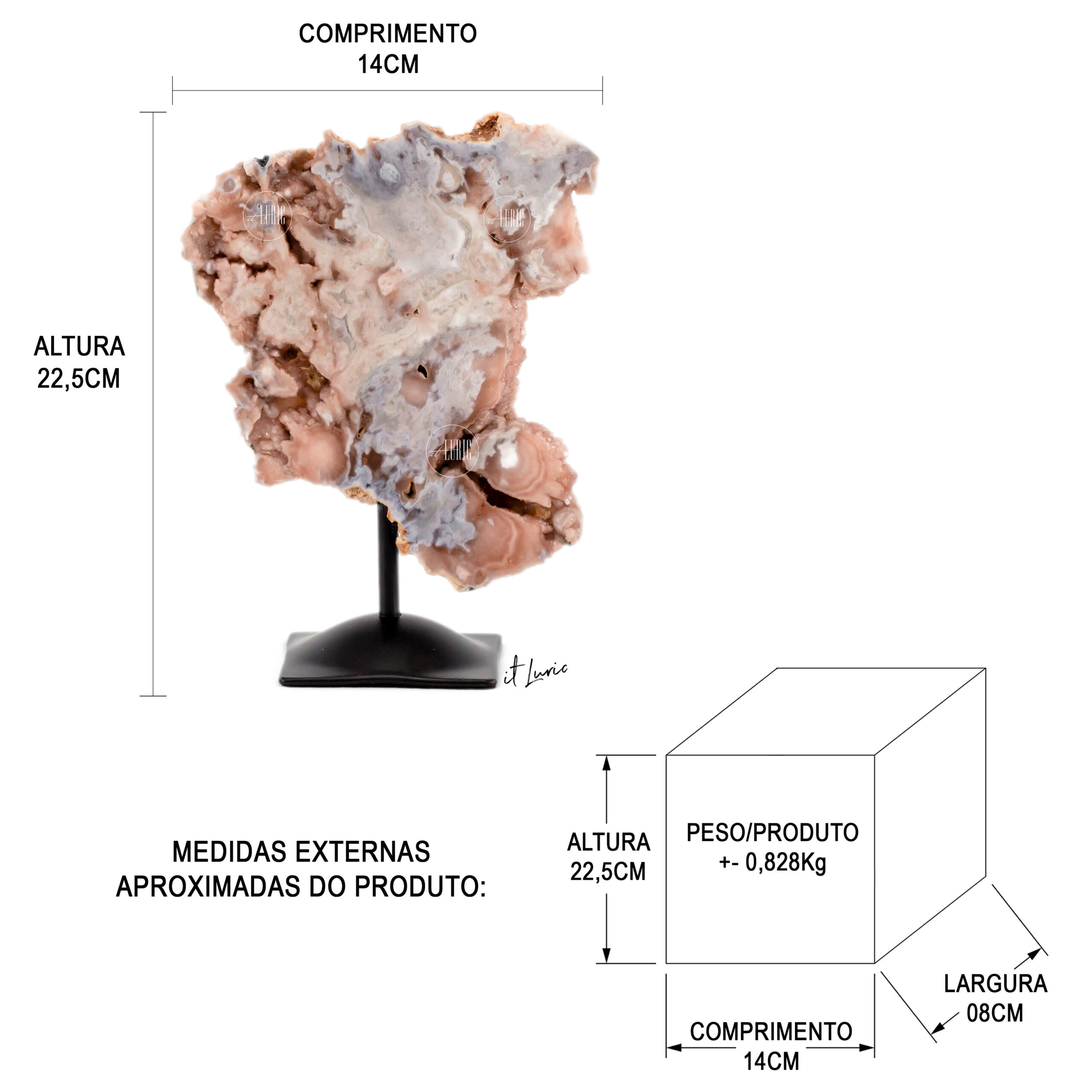 ESCULTURA DE AGATA ROSA - MEDIDAS