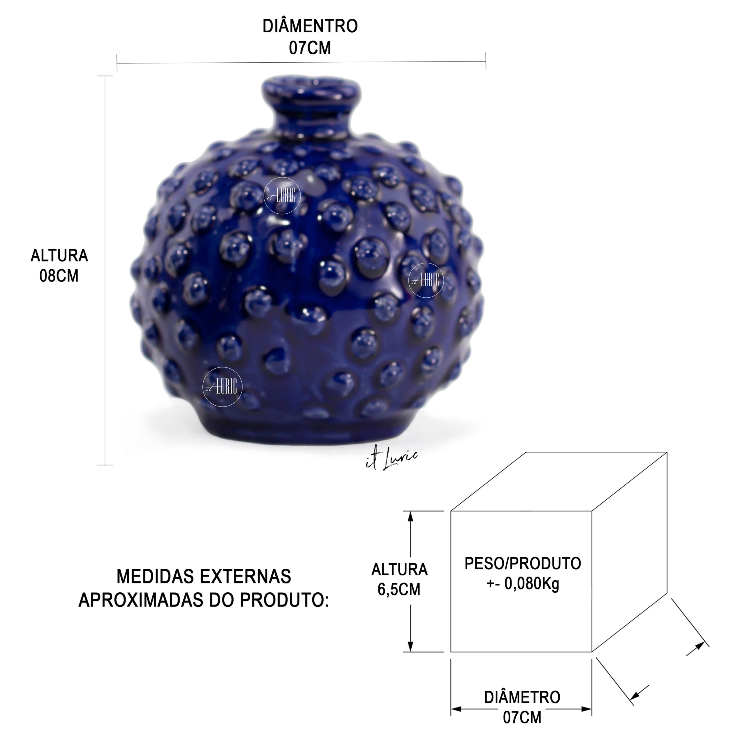 MINI VASO DE FAIANÇA SPOT BLUE-II - MEDIDAS