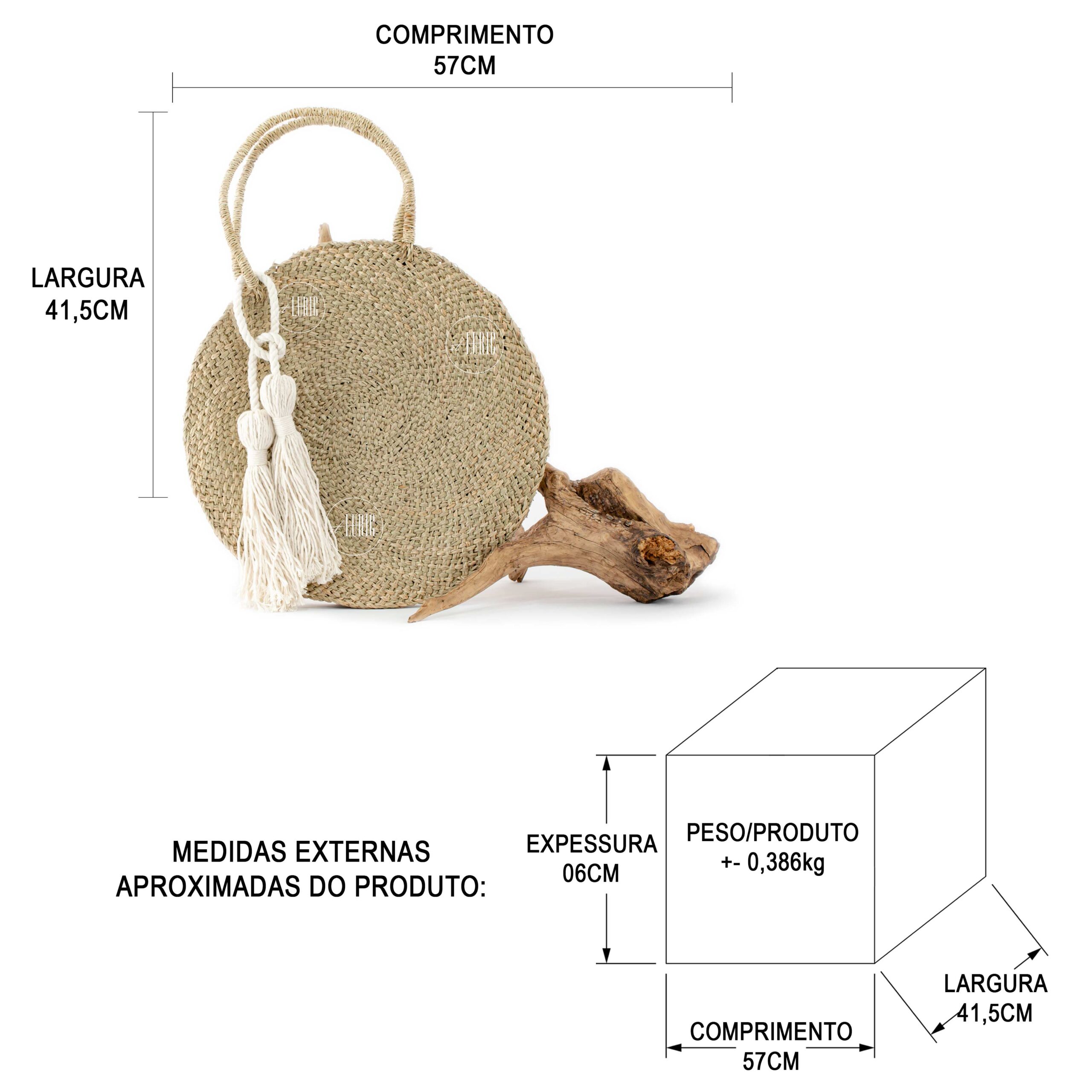 BOLSA DE PALHA HAVANA - MEDIDAS