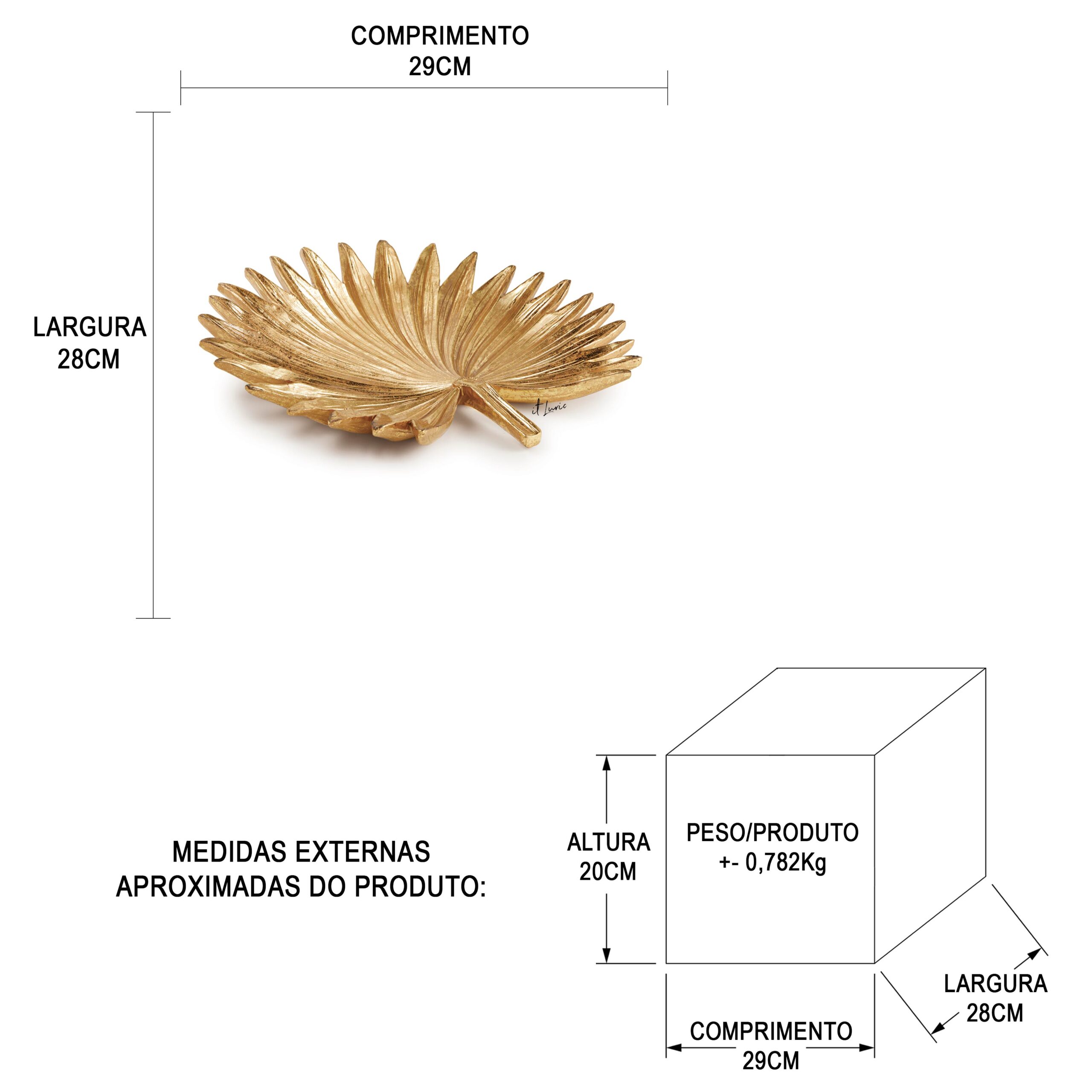 ESCULTURA DECORATIVA PALM LEAF - MEDIDAS