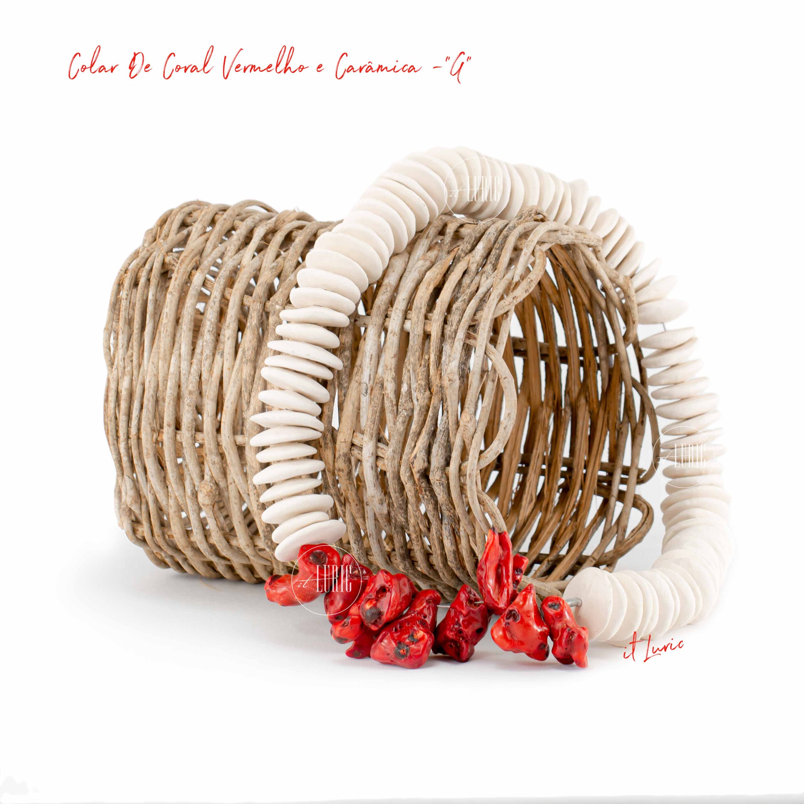 Colar de Coral Vermelho e Cerâmica -G 1 COLAR DE CORAL VERMELHO E CERÂMICA-G (3)