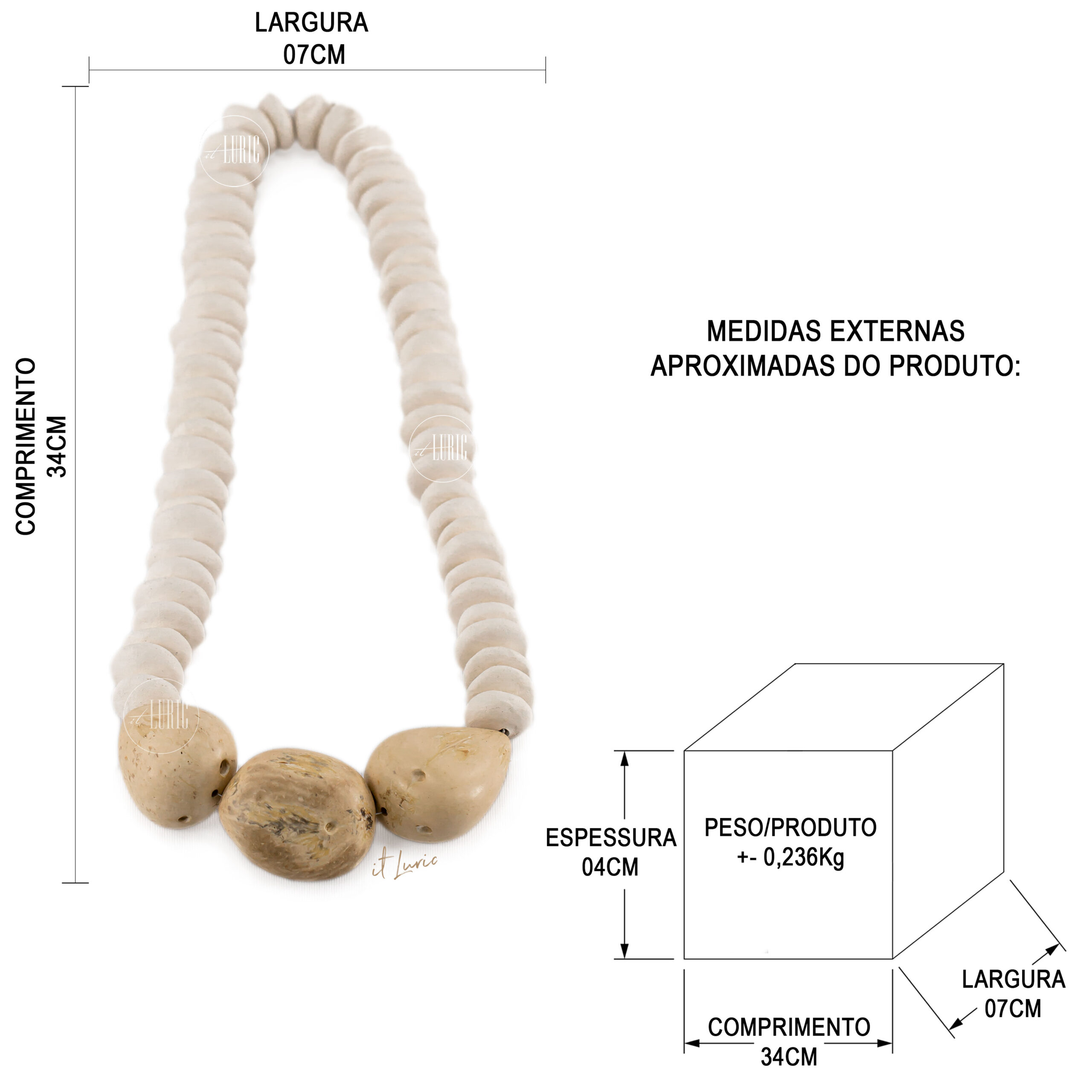 COLAR DECORATIVO SEMENTES BREJAUVA - MEDIDAS