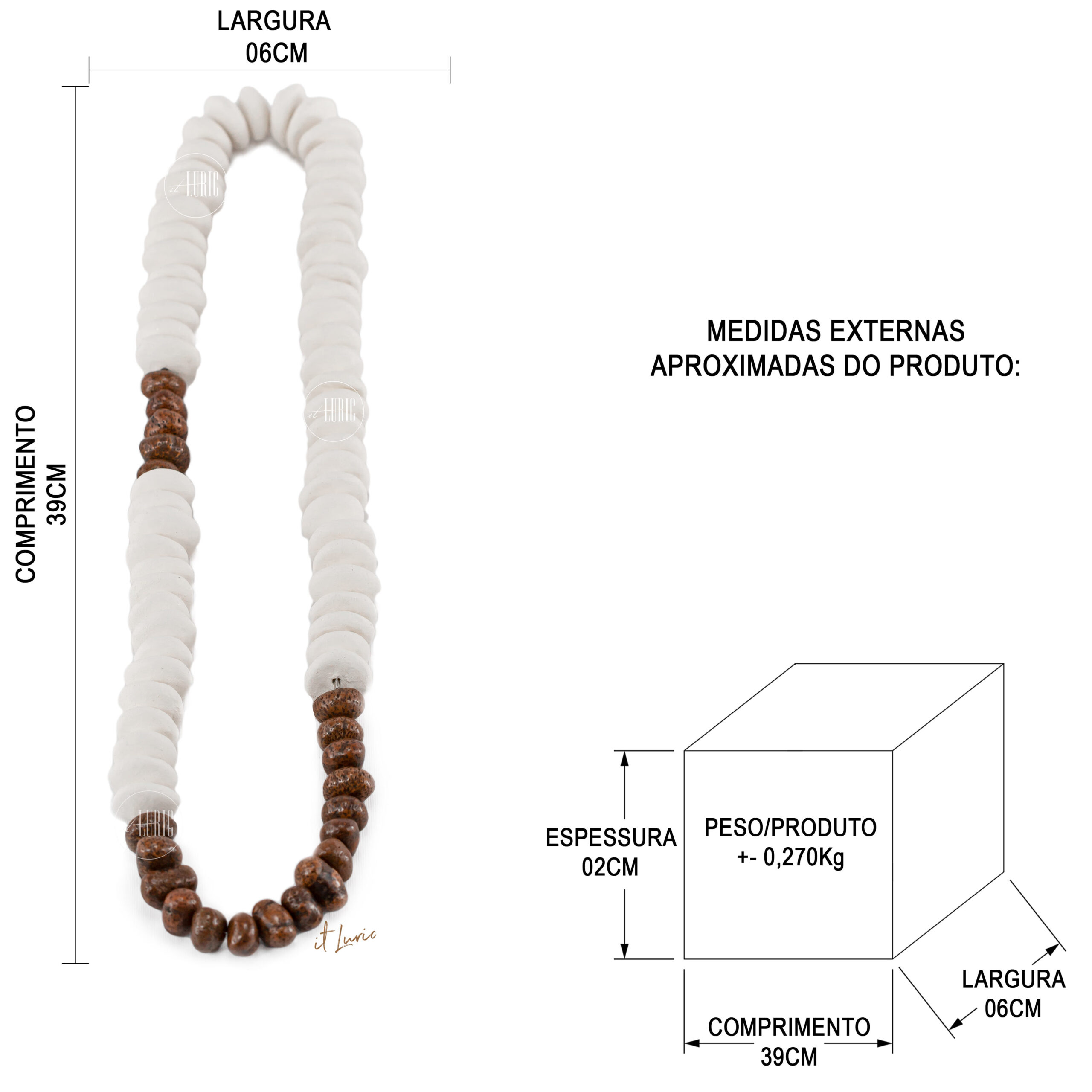 COLAR DECORATIVO SEMENTES SERINGUEIRA - MEDIDAS