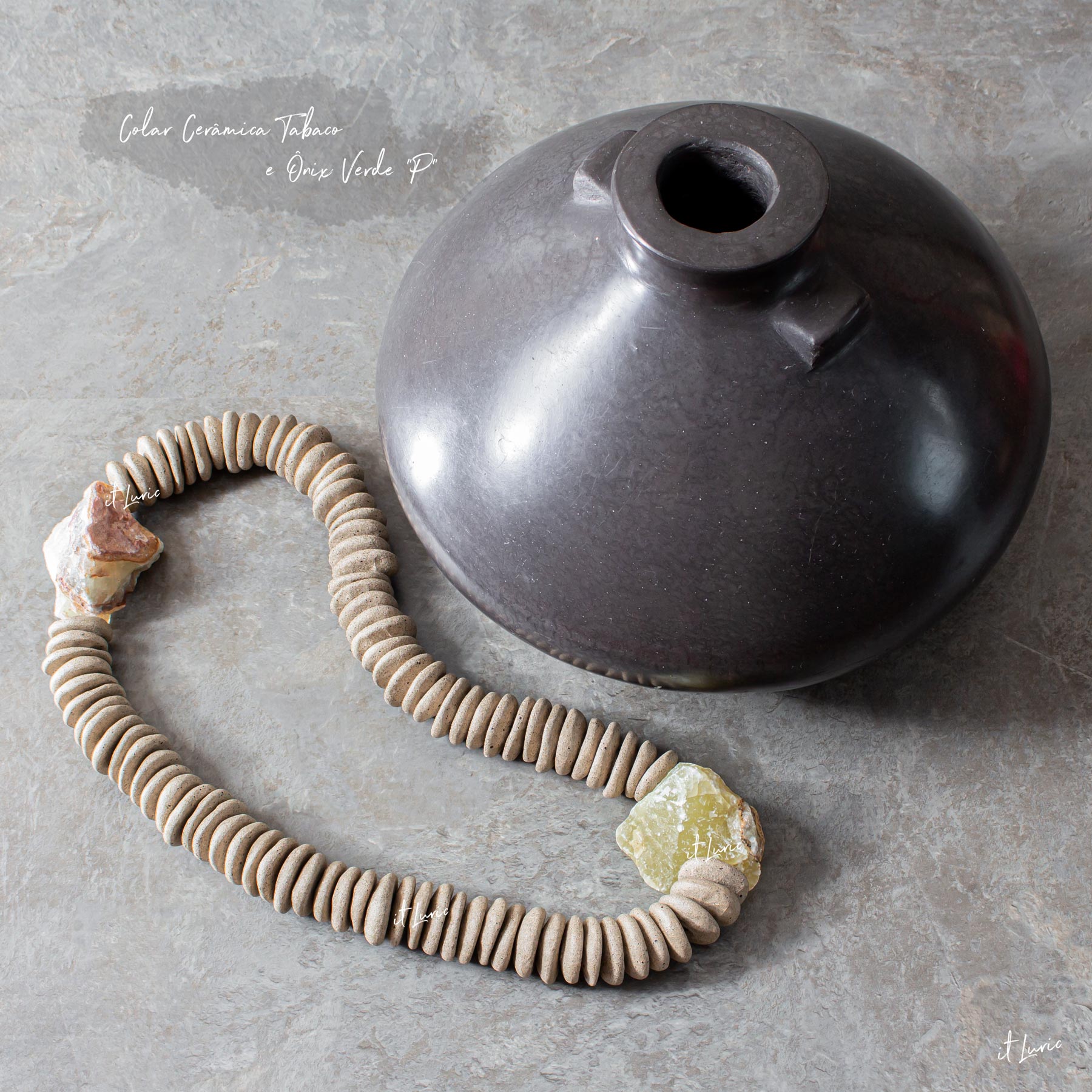 COLAR CERÂMICA TABACO E ÔNIX VERDE-P (2)