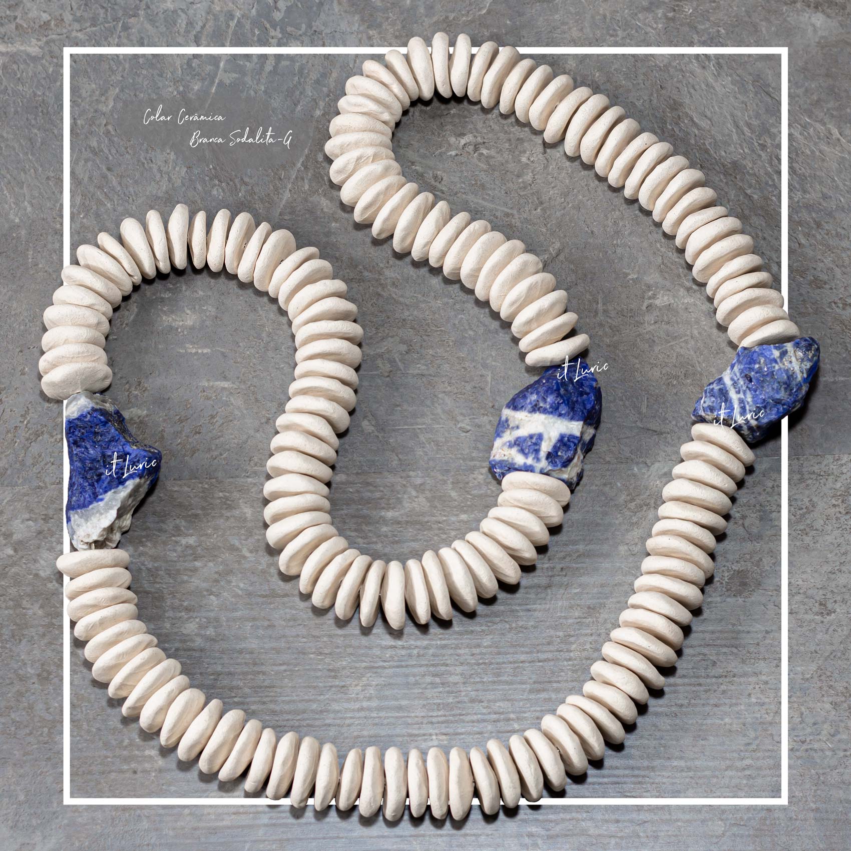 Colar Cerâmica Branca Sodalita -G 1 COLAR CERÂMICA BRANCA SODALITA-G (1)