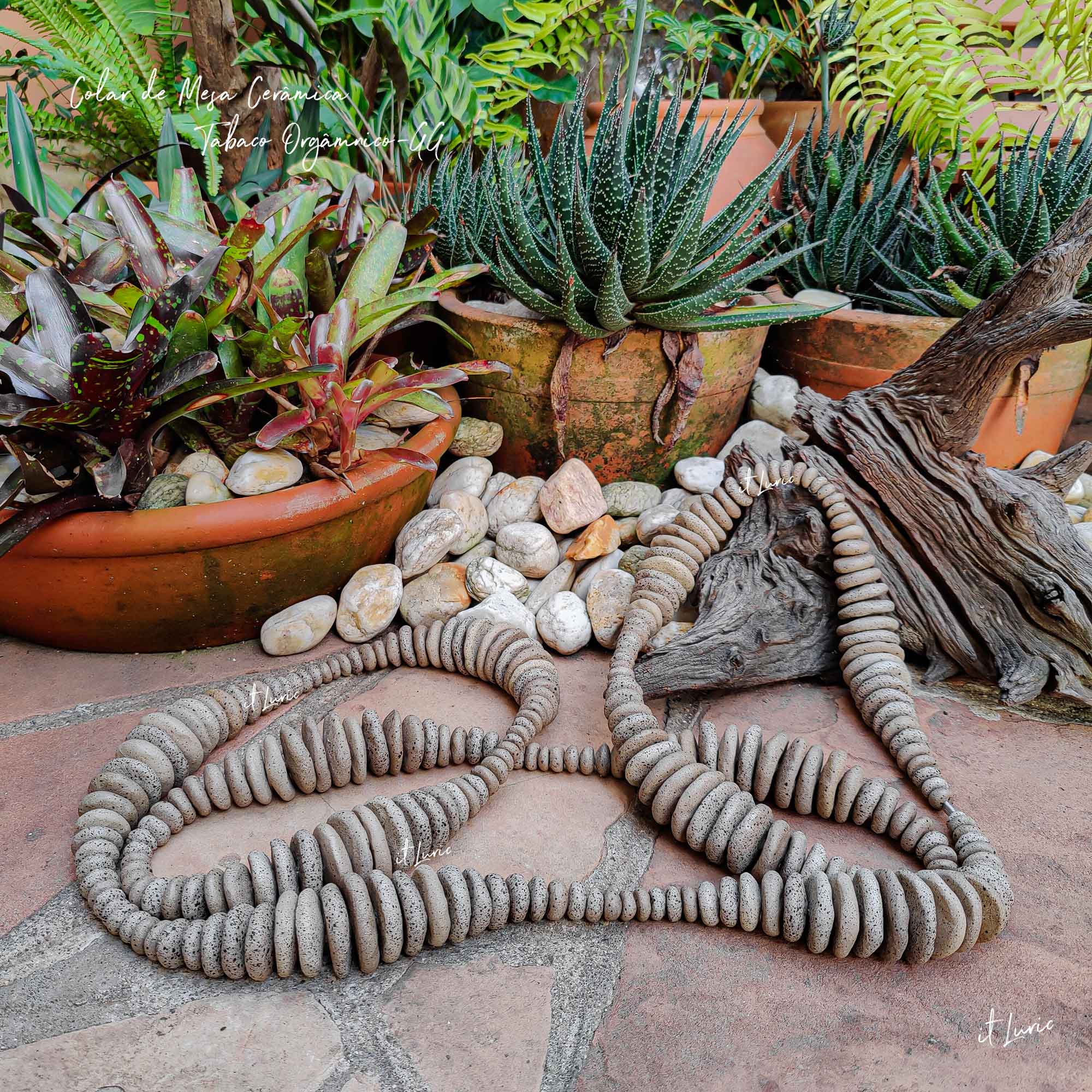 COLAR DE MESA CERÂMICA TABACO ORGÂNICO -GG