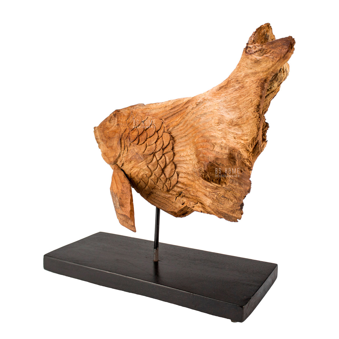 Escultura de Madeira com Entalhe de Peixe (4)
